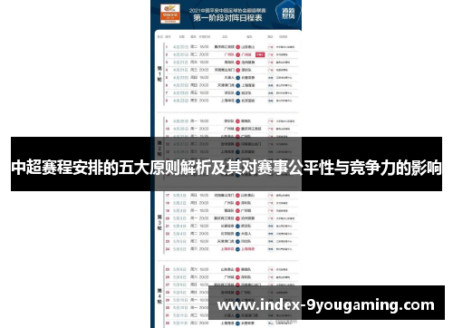 中超赛程安排的五大原则解析及其对赛事公平性与竞争力的影响
